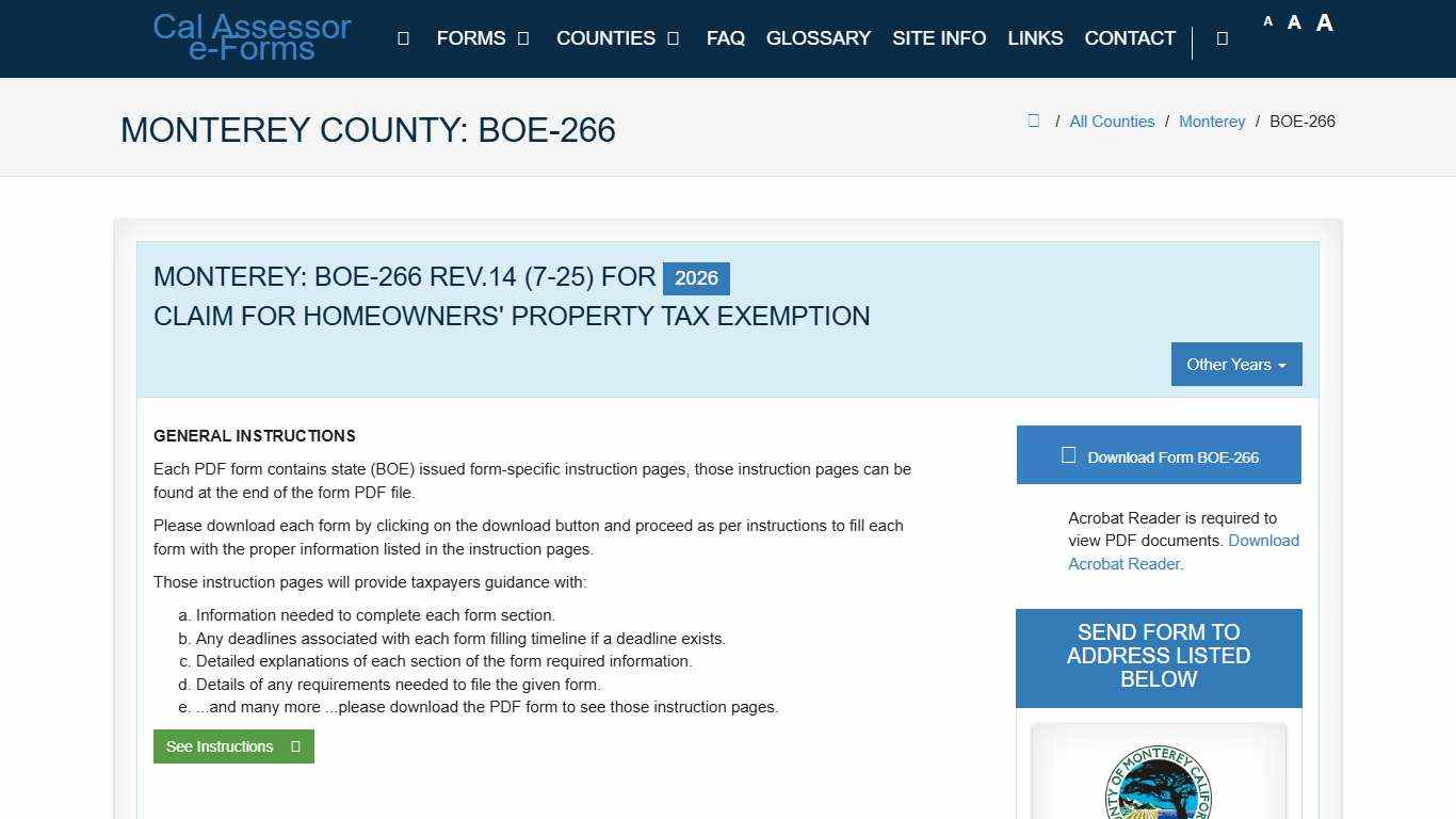 CAA e-Forms Service Center - Monterey: BOE-266